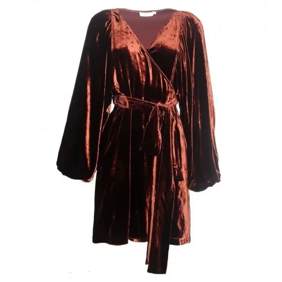 A.L.C Carlo Velvet silk Blend Wrap mini Dress - Picture 8 of 13